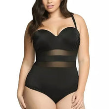 Load image into Gallery viewer, Plus Size Swimwear Women One-Piece Swimsuit Large Bathing Suit Push Up Full Body Beach Wear See-Through Mesh Swiming